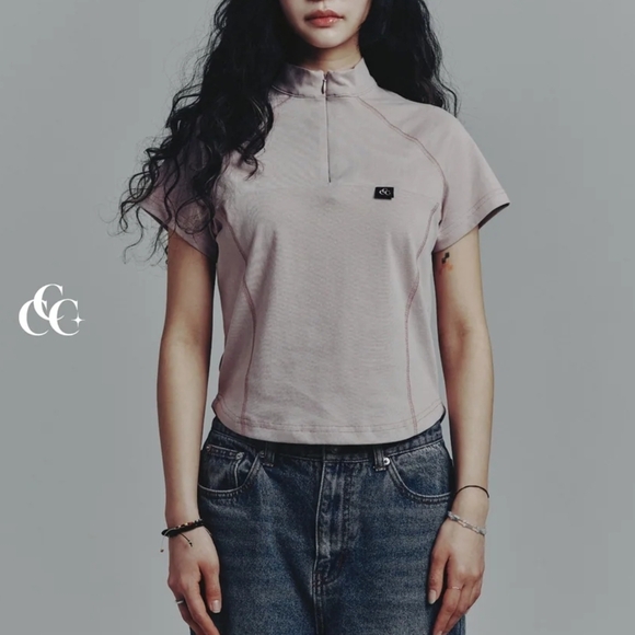 coolcidsclub Tops - Coolcidsclub Dusty Rose Pink Zip Tee